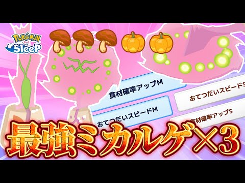 【ポケモンスリープ】3匹連続で最強のミカルゲがやって来ました。これで一生きのこに困りません