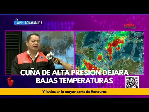 Cuña alta presión dejará bajas temperaturas y lluvias en  la mayor parte de Honduras