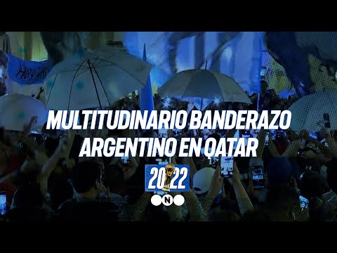MULTITUDINARIO BANDERAZO ARGENTINO en QATAR antes del partido con MÉXICO - Telefe Noticias
