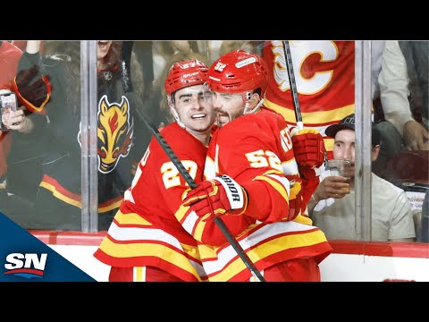 Matt Coronato Finishes Off Flames Pretty Passing Sequence For Power-Play Goal