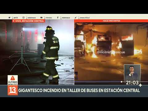 Gigantesco incendio en taller de Tur Bus: al menos 9 buses quemados