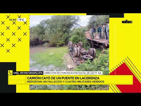 AHORA: Un camión cayó de un puente en Lagerenza