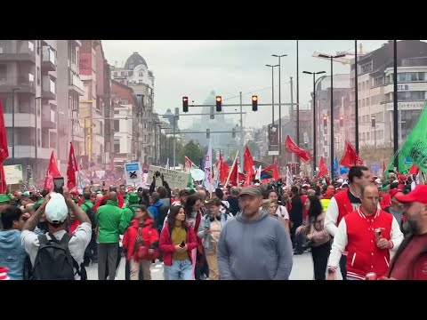 Audi workers demonstrate in Brussels as plant threatens to close