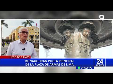 Reinauguran pileta principal de la plaza de Armas de Lima después de tres años