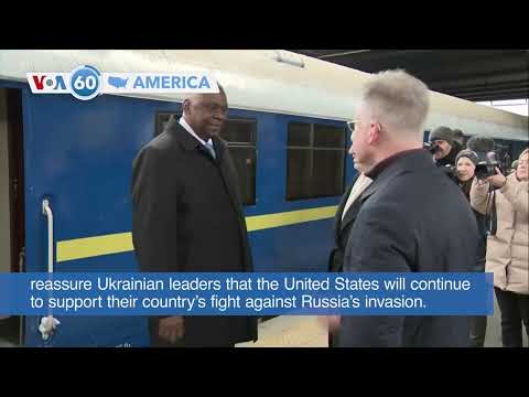 VOA60 America - U.S. Defense Secretary Lloyd Austin visits Ukraine