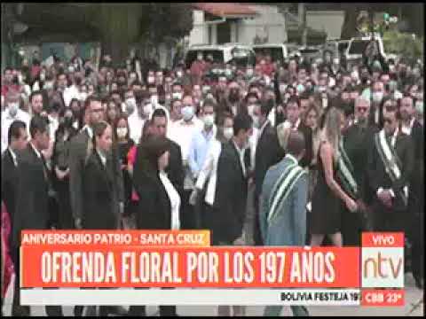 06082022 EL GOBERNADOR DE SANTA CRUZ ESTUBO PRESENTE EN LA   OFRENDA FLORAL   POR BOLIVIA RED UNO