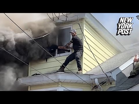 Pulse-pounding video shows heroic neighbor rescuing man from his burning home