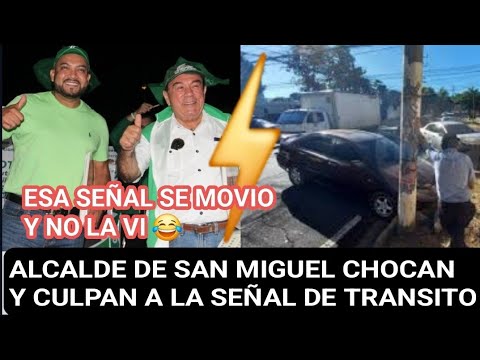 alcalde de San Miguel choca y culpa a la senal del Alto qu no se veia, a los frenos a un chucho!