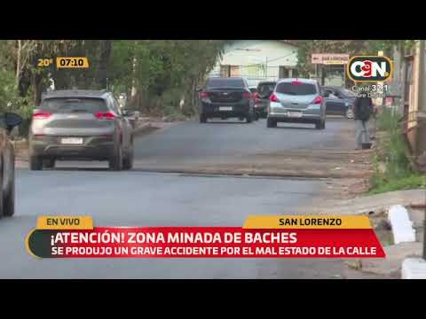 San Lorenzo: Grave accidente a causa de un bache