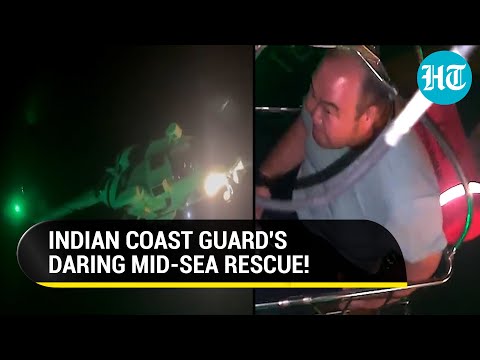 Indian Coast Guard Airlifts Chinese Man From Ship; Watch Daring Rescue Operation | Viral