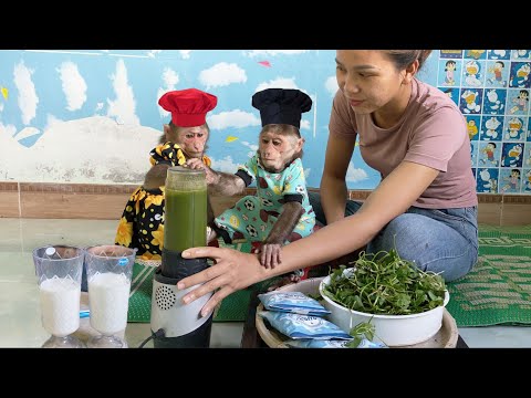 Chef Mimi Kuku in the kitchen drunk with vegetable and milk smoothie