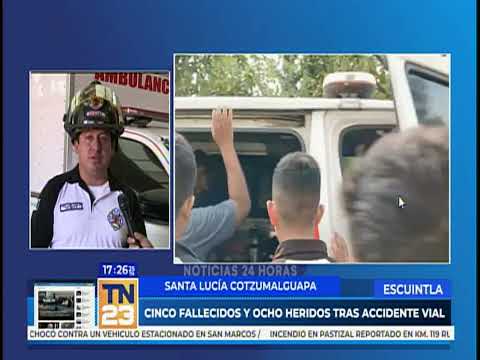 Aparatoso percance vial en Escuintla dejó cinco fallecidos y varios heridos