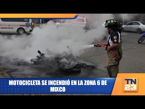 Motocicleta se incendió en la zona 6 de Mixco