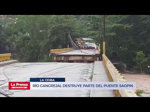 Río Cangrejal destruye parte del puente Saopin en La Ceiba