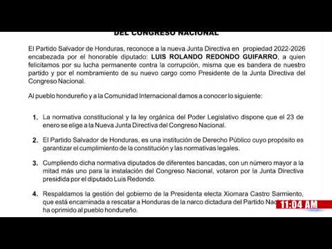 Partido “Salvador de Honduras “reconoce Directiva del CN presidida por Luis Redondo