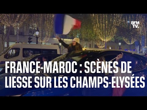 France-Maroc: scènes de liesse sur les Champs-Élysées après la qualification des Bleus en finale