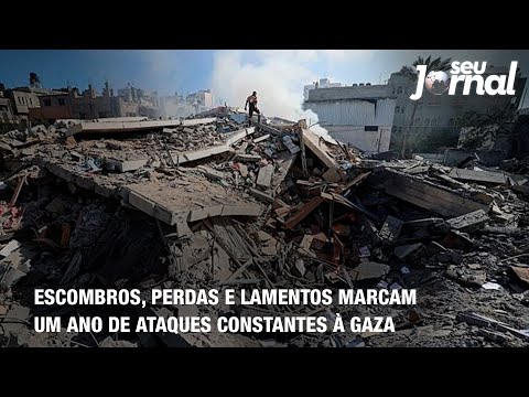 Escombros, perdas e lamentos marcam um ano de ataques constantes à Gaza