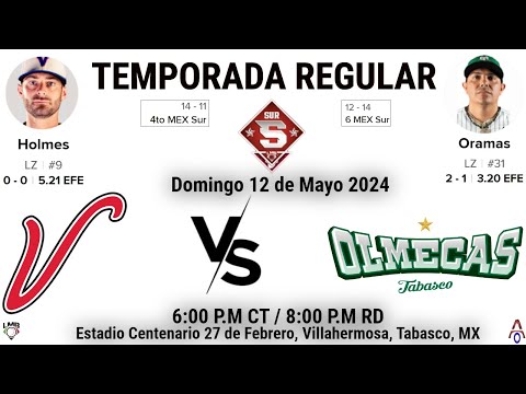 El águila de Veracruz Vs Olmecas de Tabasco en la Liga Mexicana de Beisbol