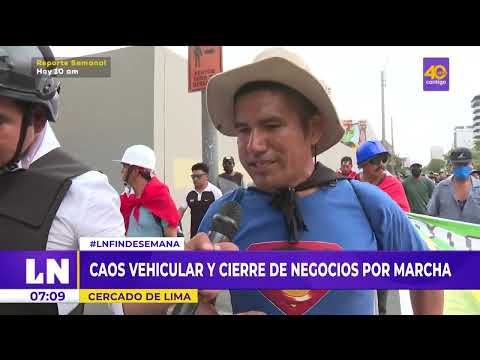 Cercado de Lima: caos vehicular y cierre de negocios por marcha contra el Gobierno