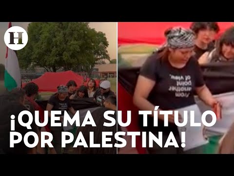 ¡Impactante! Egresada de la UNAM quema su título profesional en solidaridad con Palestina