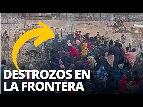 Migrantes DESTROZAN VALLA en la FRONTERA de México y Estados Unidos