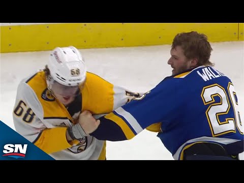 Predators Zachary LHeureux Starting Bleeding After Fighting Blues Nathan Walker