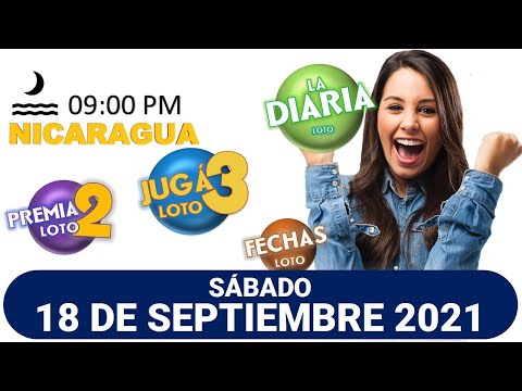 Sorteo 09 pm Loto NICARAGUA, La Diaria, jugá 3, Súper Combo, Fechas, SÁBADO 18 de septiembre 2021