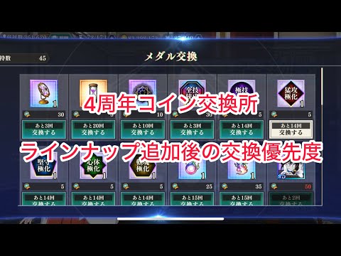 まおりゅう 4周年コイン交換所 ラインナップ追加後の交換優先度について。