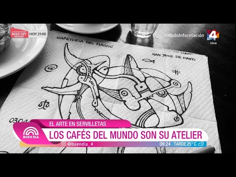 Buen Día - Tiempos de espera: Exposición de dibujos en servielltas de café