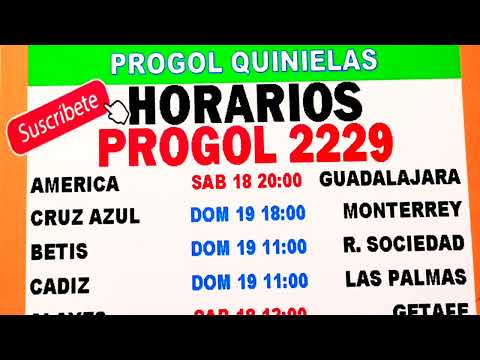 Horarios Progol 2229| Progol 2229 Horarios | Progol 2229 | #progol2229 | #progol2229