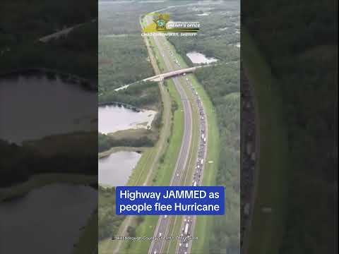 Highway JAMMED as people flee Hurricane Milton