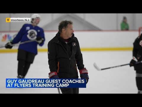 Father of Gaudreau brothers helps out on the ice at Philadelphia Flyers practice