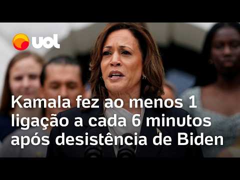 Kamala Harris fez ao menos 1 ligação a cada 6 minutos após Joe Biden desistir; Reinaldo comenta