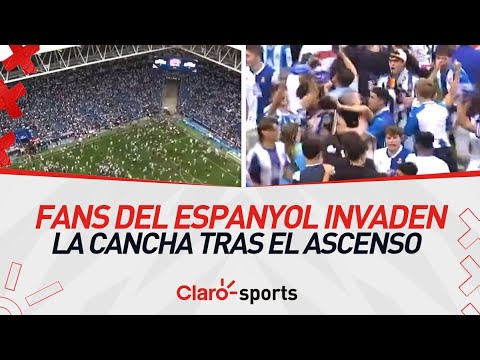 Fanáticos del Espanyol invaden la cancha tras el ascenso a Primera División