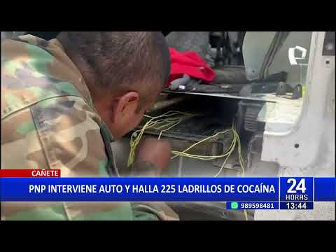 PNP halla 225 ladrillos de cocaína camuflados en un vehículo que iba por la carretera en Cañete