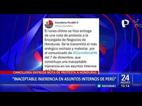 Cancillería entregó nota de protesta a Honduras por “injerencia en asuntos internos del Perú