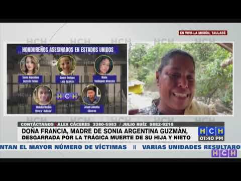 Doña Francia Cristina Guzmán llora al recordar la última llamada que tuvo con su hija