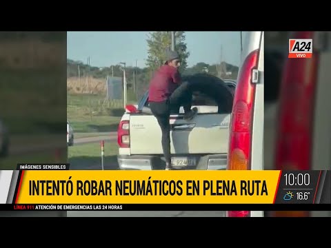 Insólito: intentó robar una cubierta en plena ruta en Córdoba