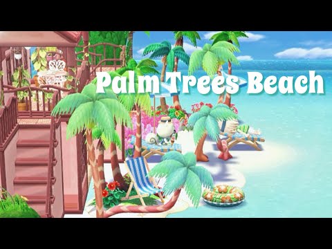 【ポケ森コンプリート】No.173「palm Trees Beach」7月のクッキーの色々な種類のヤシの木を使ったレイアウトです！お楽しみに♪