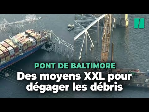 À Baltimore, des moyens et une grue gigantesques pour dégager le pont après l’accident