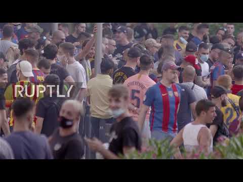 Spain: FC Barcelona ultras gear up for Catalan derby clash outside Camp Nou