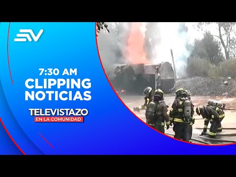 Volcamiento de tanquero en la Av. Simón Bolívar | Televistazo | Ecuavisa