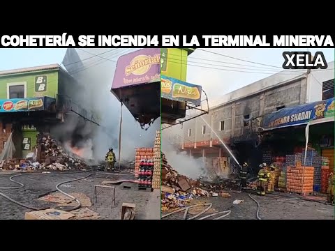 COHETERÍA SE INCENDI4 EN LA TERMINAL MINERVA ZONA 3 DE XELA, GUATEMALA.