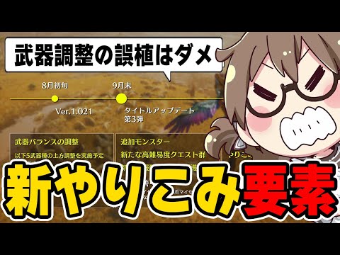 アプデで追加される新しいエンドコンテンツ『護石』や『高難度クエスト群』今後の改善・調整内容と武器調整を確認する茶々茶【モンハンワイルズ】