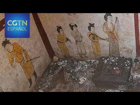 Murales de la dinastía Tang son desenterrados en la provincia de Shaanxi