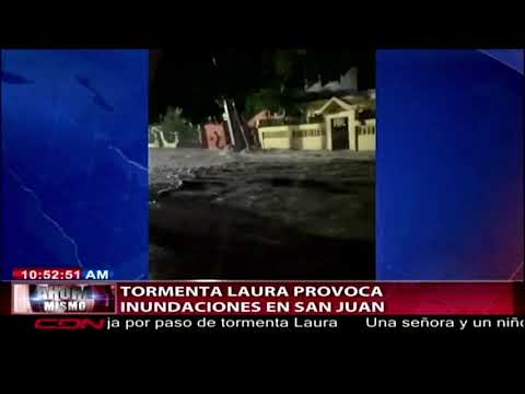 Tormenta Laura provoca inundaciones en San Juan de la Maguana