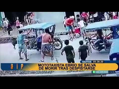 Iquitos: mototaxista ebrio se salva de morir tras realiza maniobra peligrosa