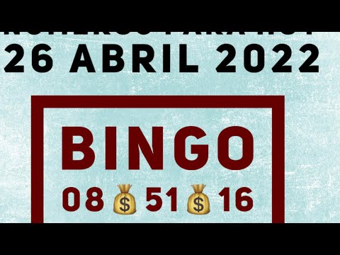 Números para hoy martes 26/04/2022 bingo súper Pale 0816