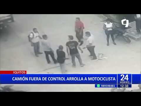 Violento accidente en Iquitos: motociclista es arrollado tras choque con camión