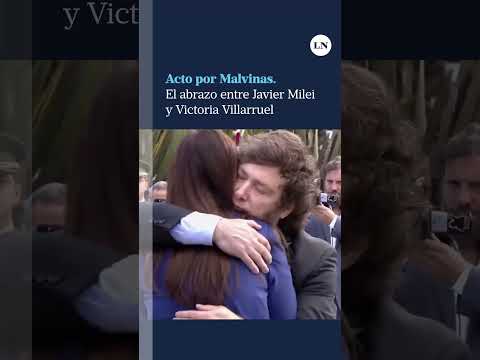 Acto por Malvinas: el abrazo entre Javier Milei y Victoria Villarruel